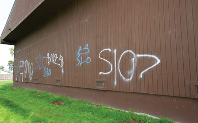 Volunteers Remove Graffiti at Community Center