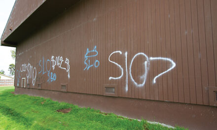 Volunteers Remove Graffiti at Community Center