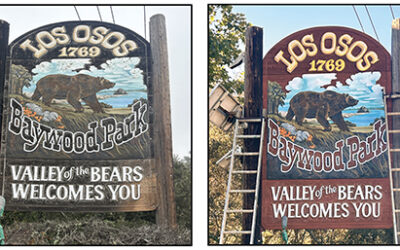 Osos Welcome sign and Bear Renovated